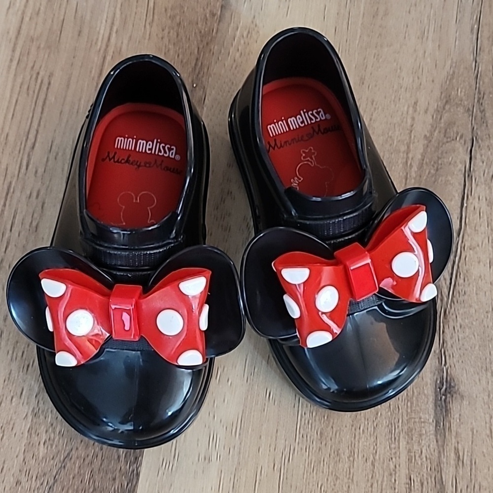 NIB Mini Melissa Be Minnie Black Shoes Baby Toddler 5